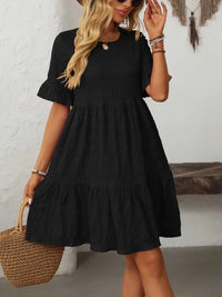 Mandy Ruffled Ruched Round Neck Half Sleeve Dress 100100796041903 25 Affordable Fashion Under $100 Jerry's Apparel 