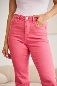 Full Size Tummy Control High Waist Raw Hem Jeans Sunkissed