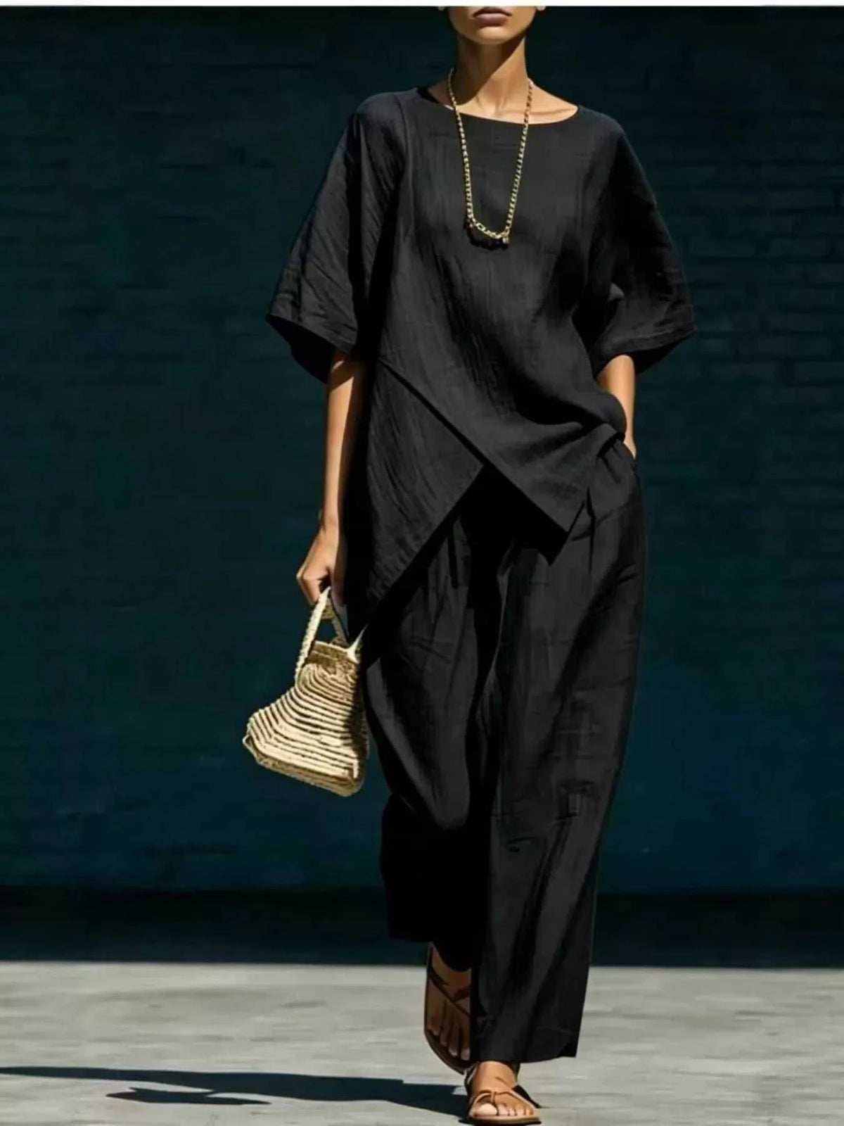 Full Size Asymmetric Top and Wide-Leg Pants Set Plus Size 101001701257915 41 Affordable Fashion Under $100 Jerry's Apparel 