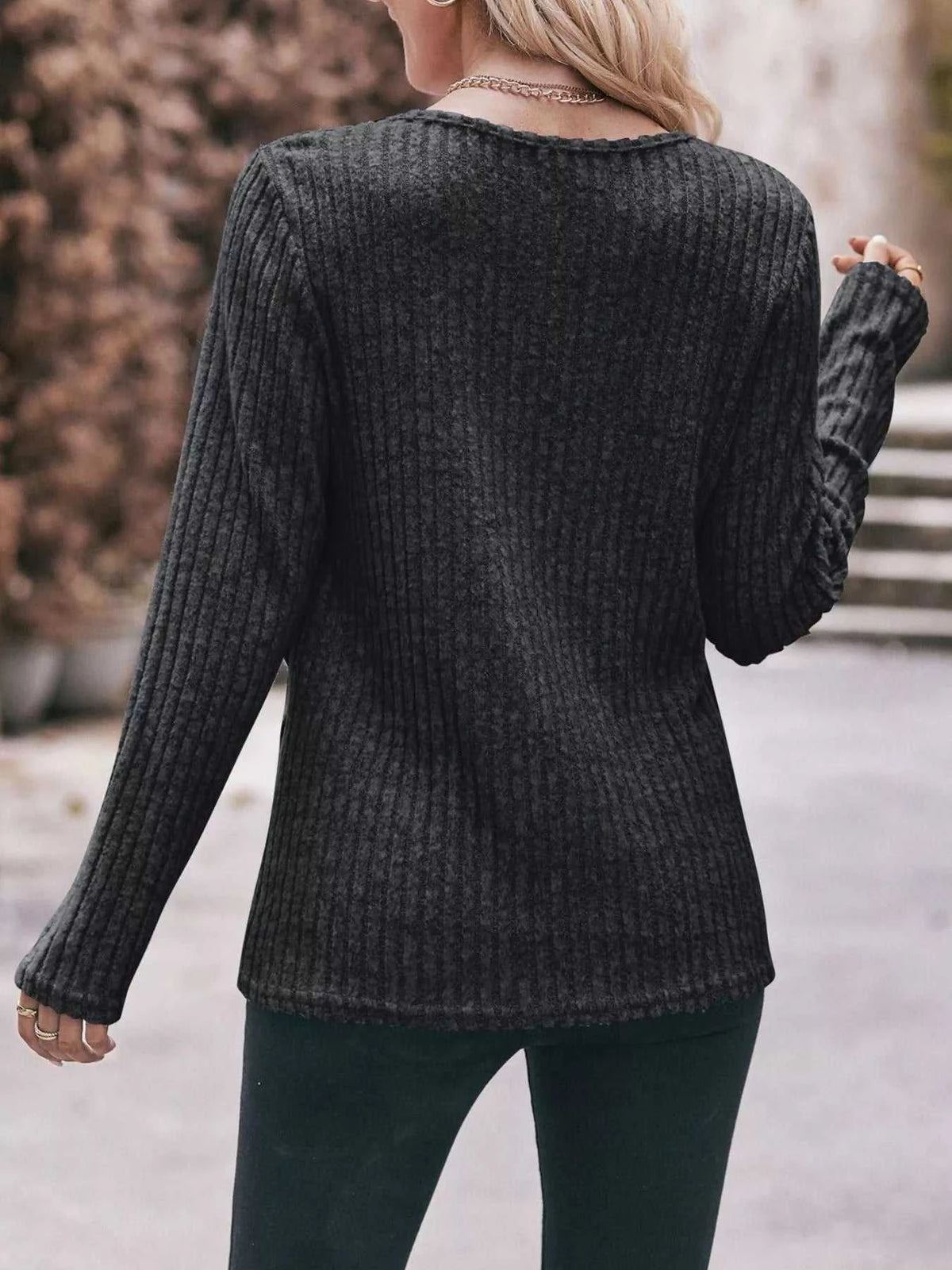 Ribbed Knit Long Sleeve T-Shirt 100100676091737 30 Affordable Fashion Under $100 Jerry's Apparel 