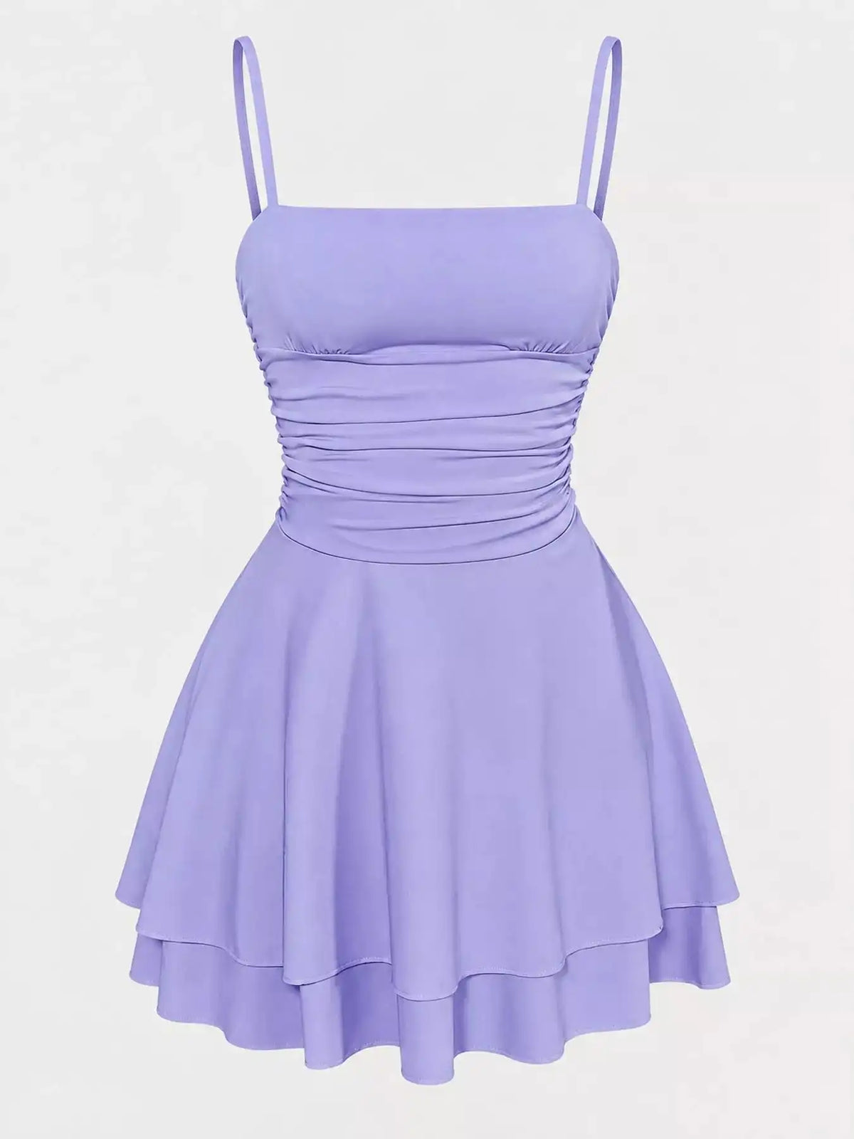 Ruched Spaghetti Strap Layered Mini Dress 101001361310686 33 Women's Dress Gifts for Her Jerry's Apparel 