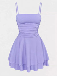 Ruched Spaghetti Strap Layered Mini Dress 101001361310686 33 Women's Dress Gifts for Her Jerry's Apparel 