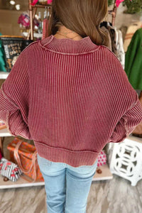 Drop Shoulder High Neck Ribbed Sweater 100100077017426 70 Affordable Fashion Under $100 Jerry's Apparel 