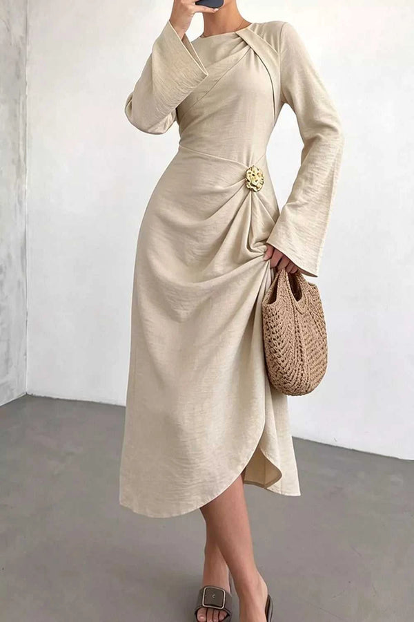 Ruched Long Sleeve Midi Dress 100100582091487 37 Affordable Fashion Under $100 Jerry's Apparel 