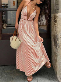Striped Halter Neck Maxi Dress 100100040801006 34 Affordable Fashion Under $100 Jerry's Apparel 