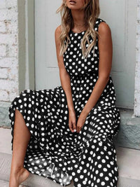 Polka Dot Round Neck Sleeveless Midi Dress 100100597597604 26 Affordable Fashion Under $100 Jerry's Apparel 