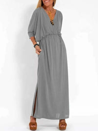 Full Size V-Neck Batwing Sleeve Maxi Dress with Side Slits Plus Size 100100963539918 27 Affordable Fashion Under $100 Jerry's Apparel 