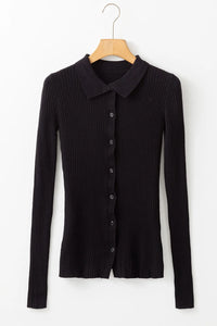 Button Up Collared Neck Cardigan