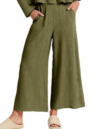 Full Size Ruffled Hem Long Sleeve Top and Pants Set Plus Size 100100344916700 44 Affordable Fashion Under $100 Jerry's Apparel 