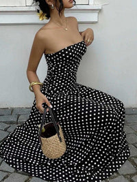 Polka Dot Ruched Strapless Maxi Dress 100100571591283 31 Gifts for Her Jerry's Apparel 