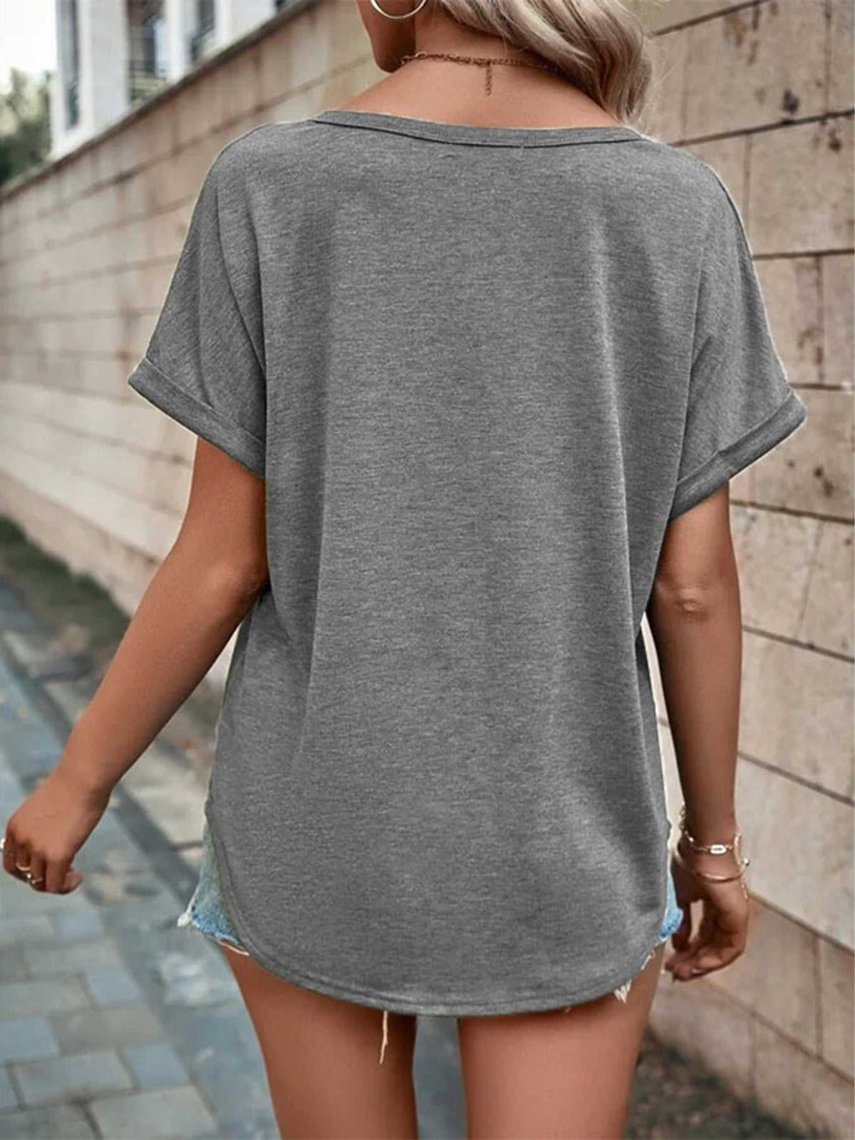 Full Size Decor Button Short Sleeve T-Shirt Plus Size 100100492662512 24 Affordable Fashion Under $100 Jerry's Apparel 