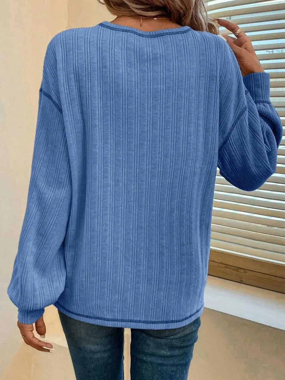 Mandy Contrast Stitching Round Neck Long Sleeve T-Shirt 100100832611725 32 Affordable Fashion Under $100 Jerry's Apparel 