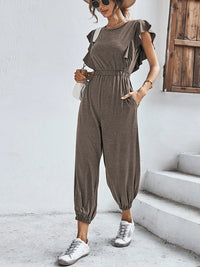 Flutter Sleeve Elastic Waist Jumpsuit