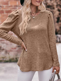 Ribbed Knit Puff Sleeve T-Shirt 100100962471478 28 Affordable Fashion Under $100 Jerry's Apparel 
