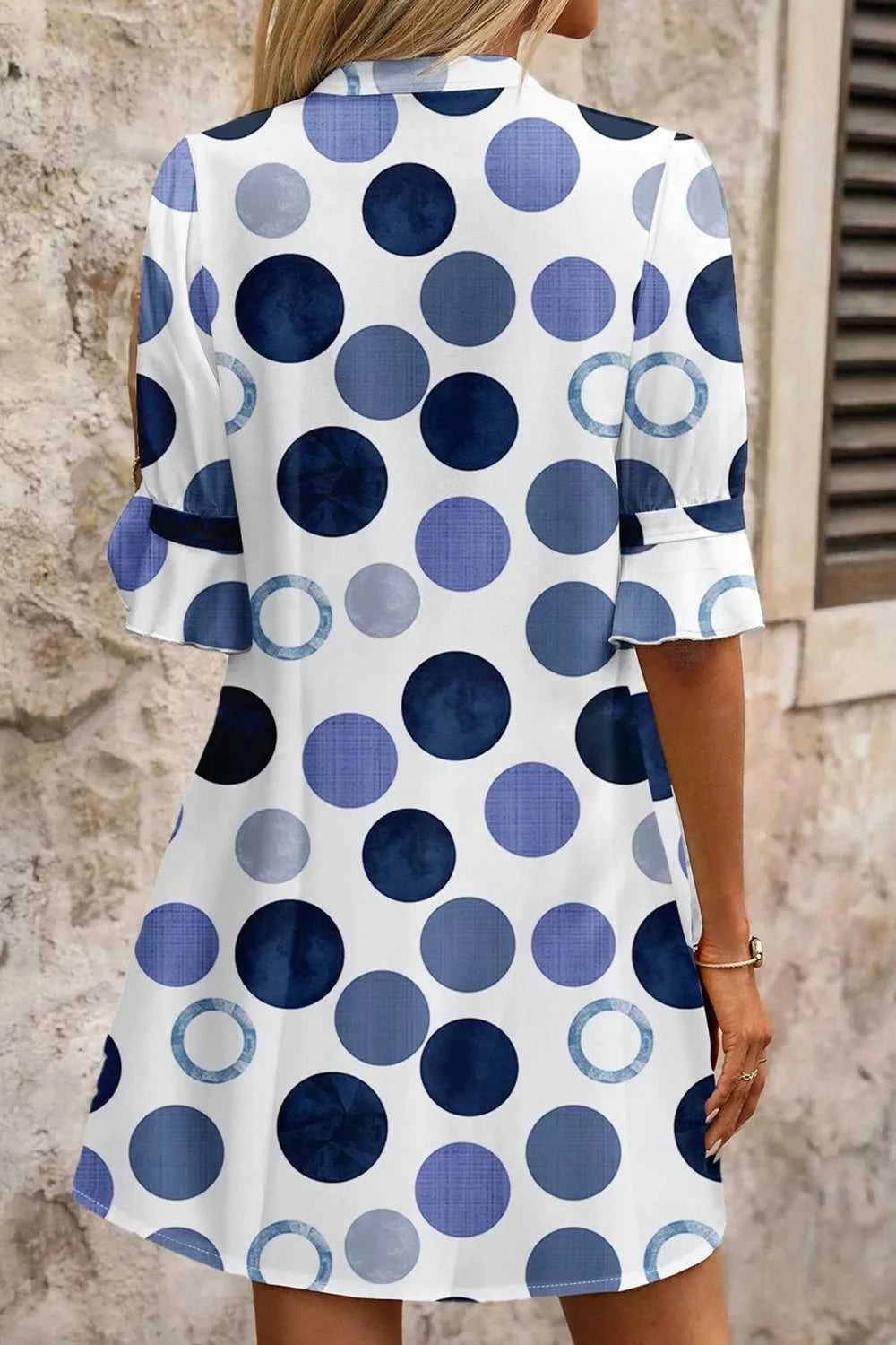 Polka Dot Print Flounced Half Sleeve Casual Vacation Style Mini Dress 100100695841093 43 Affordable Fashion Under $100 Jerry's Apparel 