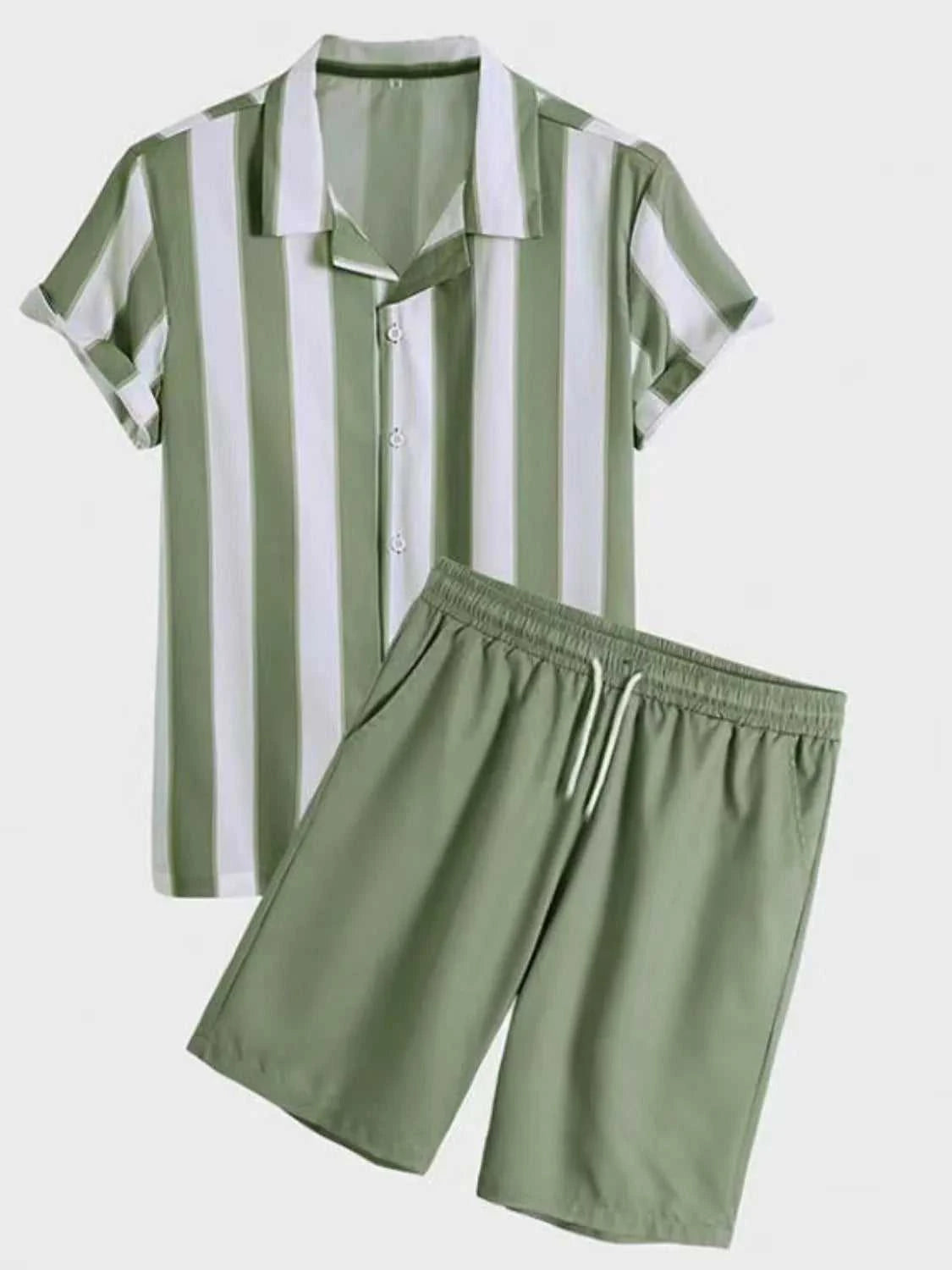 Men's Full Size Striped Casual Shirt and Shorts Set Plus Size 100400581175976 34 Affordable Fashion Under $100 Jerry's Apparel 