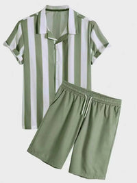 Men's Full Size Striped Casual Shirt and Shorts Set Plus Size 100400581175976 34 Affordable Fashion Under $100 Jerry's Apparel 