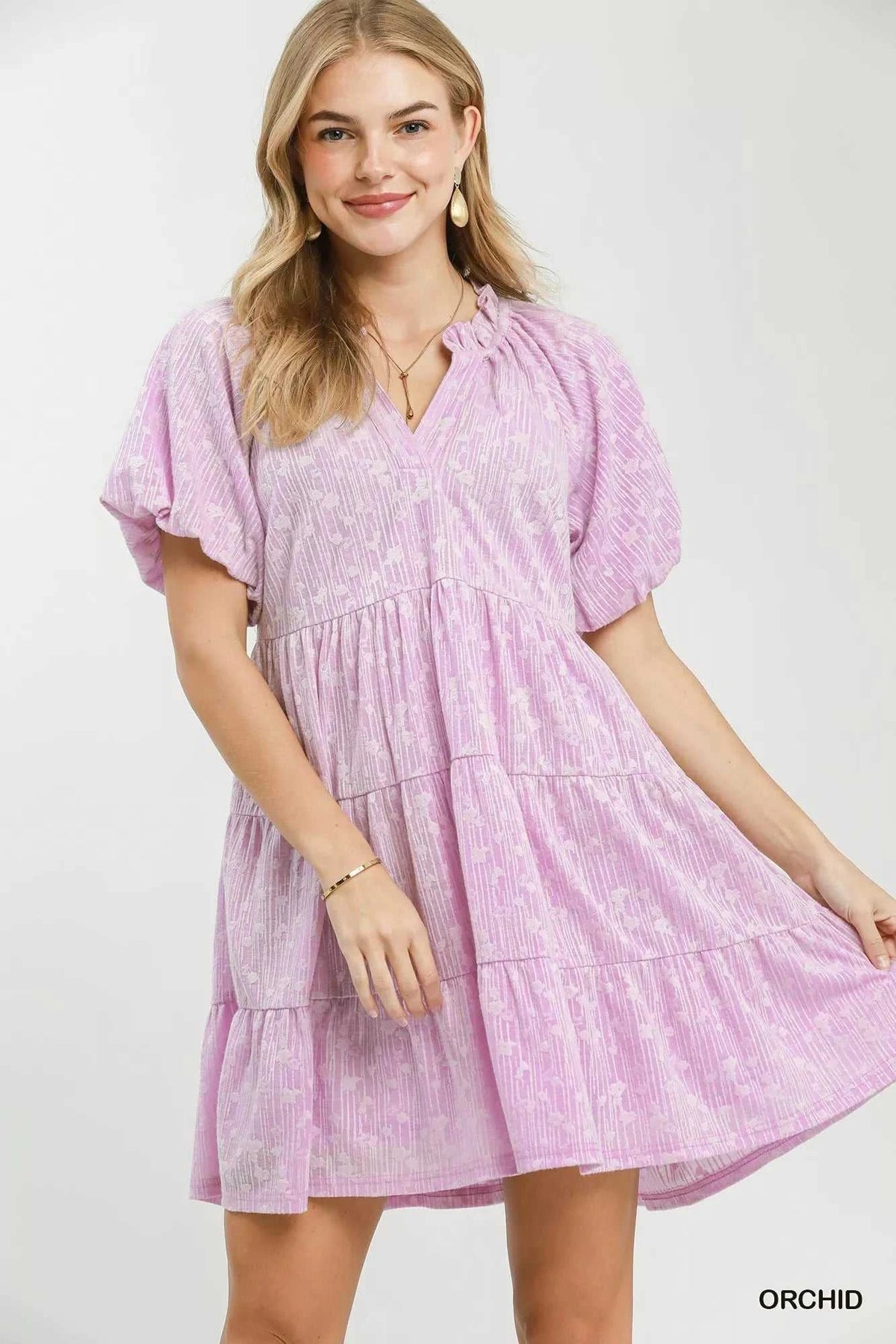 Umgee Jacquard Puff Sleeve Mini Dress 100100791871427 66 Affordable Fashion Under $100 Jerry's Apparel 