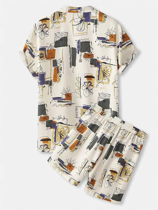 Men's Full Size Printed Button Up Shirt and Shorts Set Plus Size 100400359829886 38 Affordable Fashion Under $100 Jerry's Apparel 