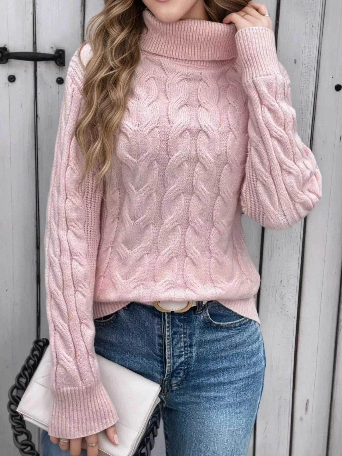 Cable Knit Turtleneck Long Sleeve Sweater 100100174532282 38 Affordable Fashion Under $100 Jerry's Apparel 