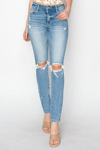 Full Size High Rise Knee Distressed Skinny Jeans