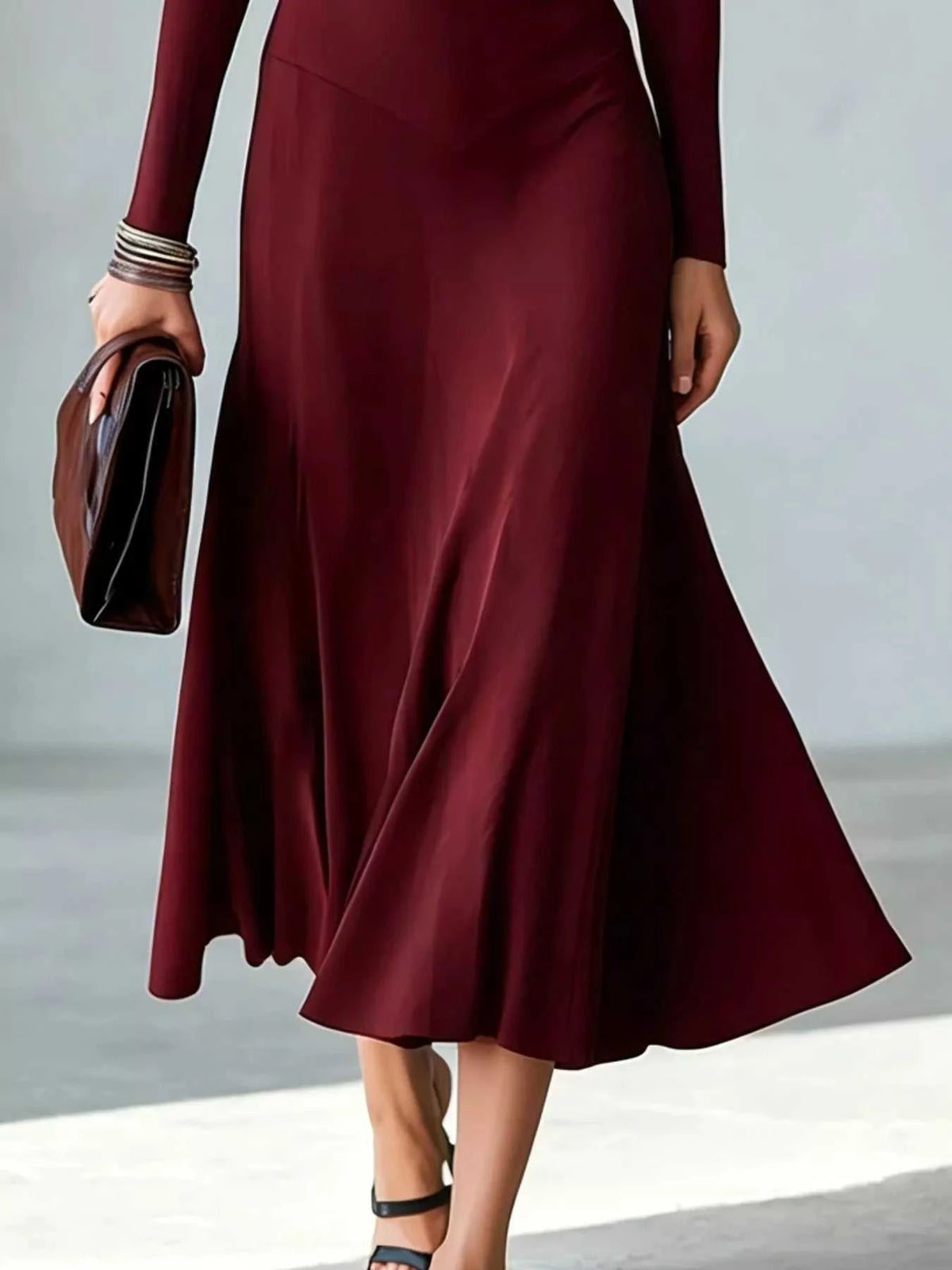Full Size Mock Neck Cut-Out Long Sleeve Midi Dress Plus Size 101001217973891 41 Affordable Fashion Under $100 Jerry's Apparel 