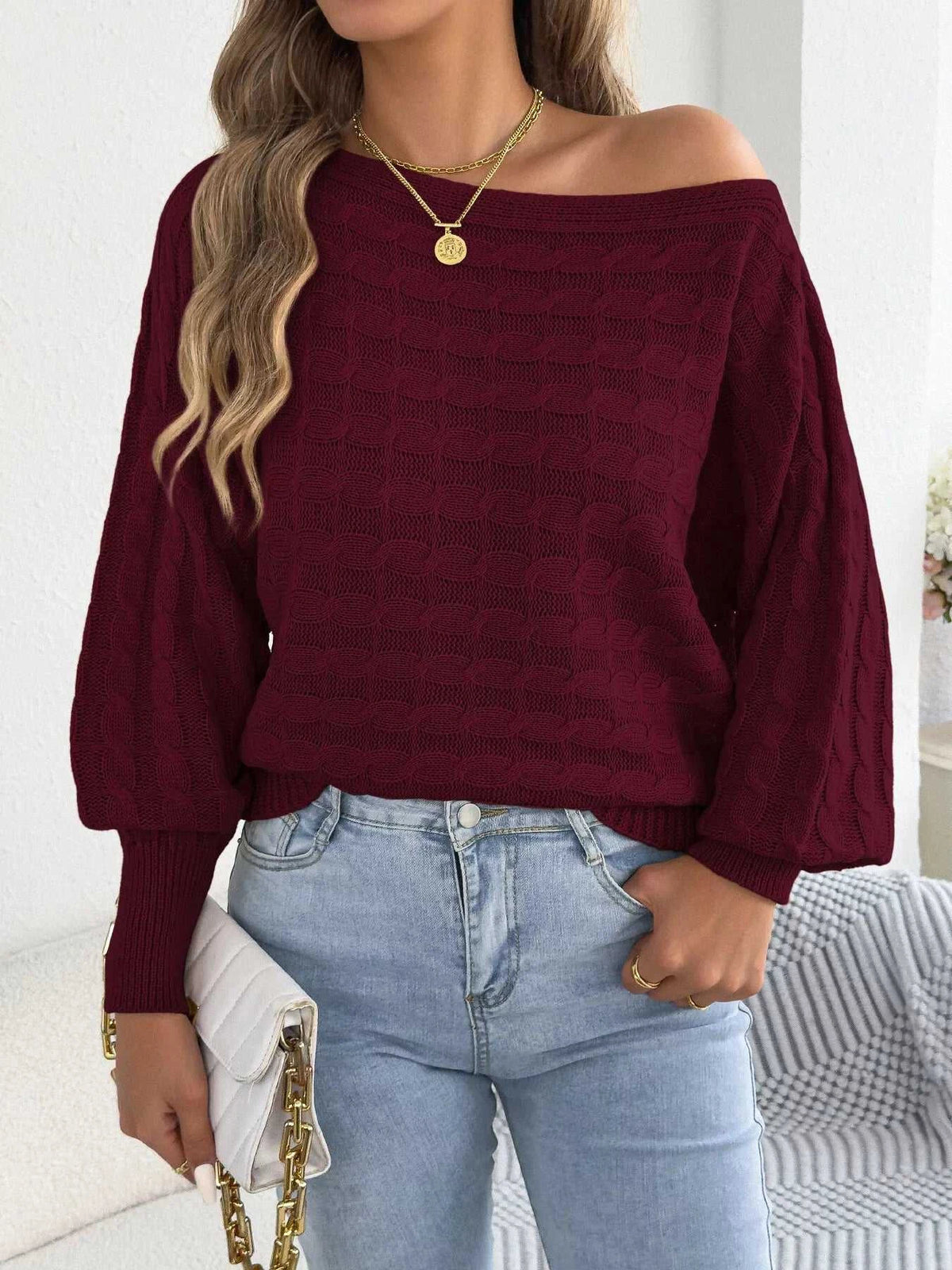 Cable Knit Boat Neck Sweater 101002602212115 36 Affordable Fashion Under $100 Jerry's Apparel 