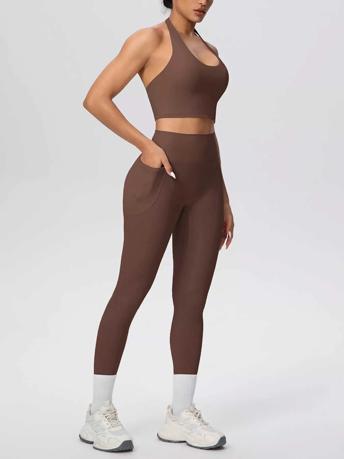 Halter Neck Crop Top and High-Waisted Leggings Active Set 101006684139191 85 Affordable Fashion Under $100 Jerry's Apparel 