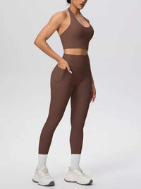 Halter Neck Crop Top and High-Waisted Leggings Active Set 101006684139191 85 Affordable Fashion Under $100 Jerry's Apparel 