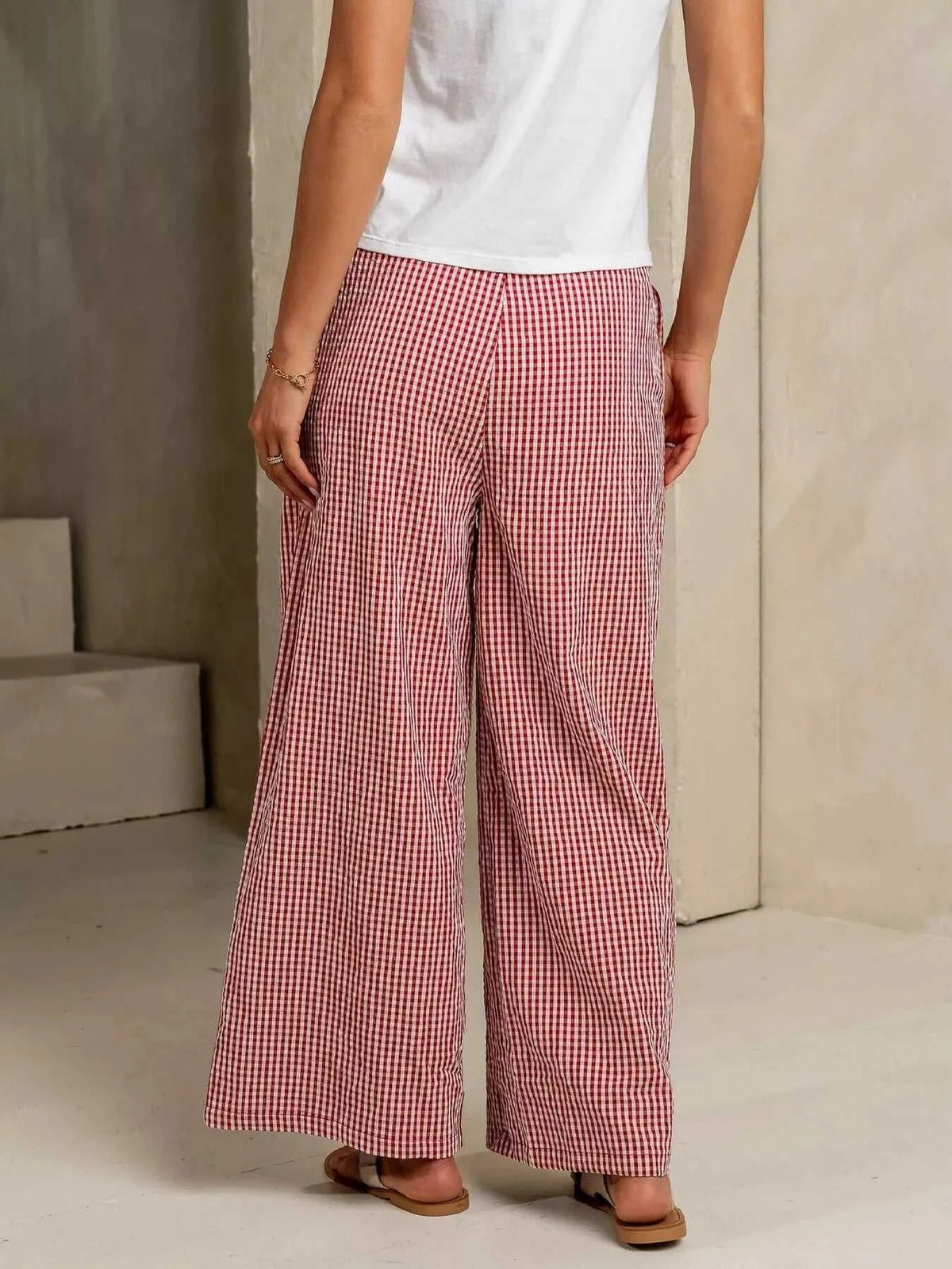 Gingham Print Wide Leg Casual Pants 100100684069548 30 Affordable Fashion Under $100 Jerry's Apparel 