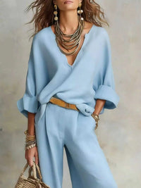 Full Size Loose Fit Top and Wide-Leg Pants Set Plus Size 101001741702129 50 Affordable Fashion Under $100 Jerry's Apparel 