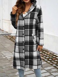 Devine Plaid Long Sleeve Hooded Coat 100100235621127 45 Affordable Fashion Under $100 Jerry's Apparel 