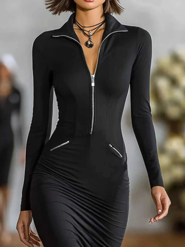 Full Size Zip-Front Bodycon Midi Dress Plus Size 101001488194911 56 Affordable Fashion Under $100 Jerry's Apparel 
