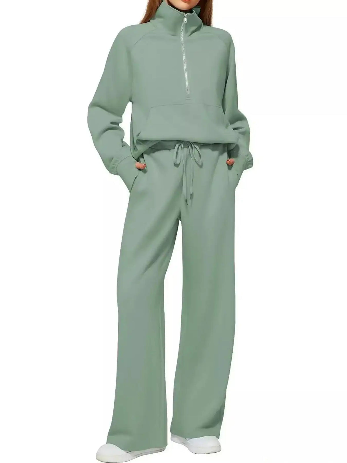 Half-Zip Sweatshirt and Wide-Leg Pants Set 101001840100593 40 Gifts for Her Jerry's Apparel 