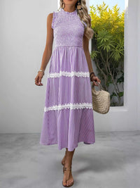 Smocked Striped Lace Trim Sleeveless Midi Dress 100100337606296 49 Affordable Fashion Under $100 Jerry's Apparel 