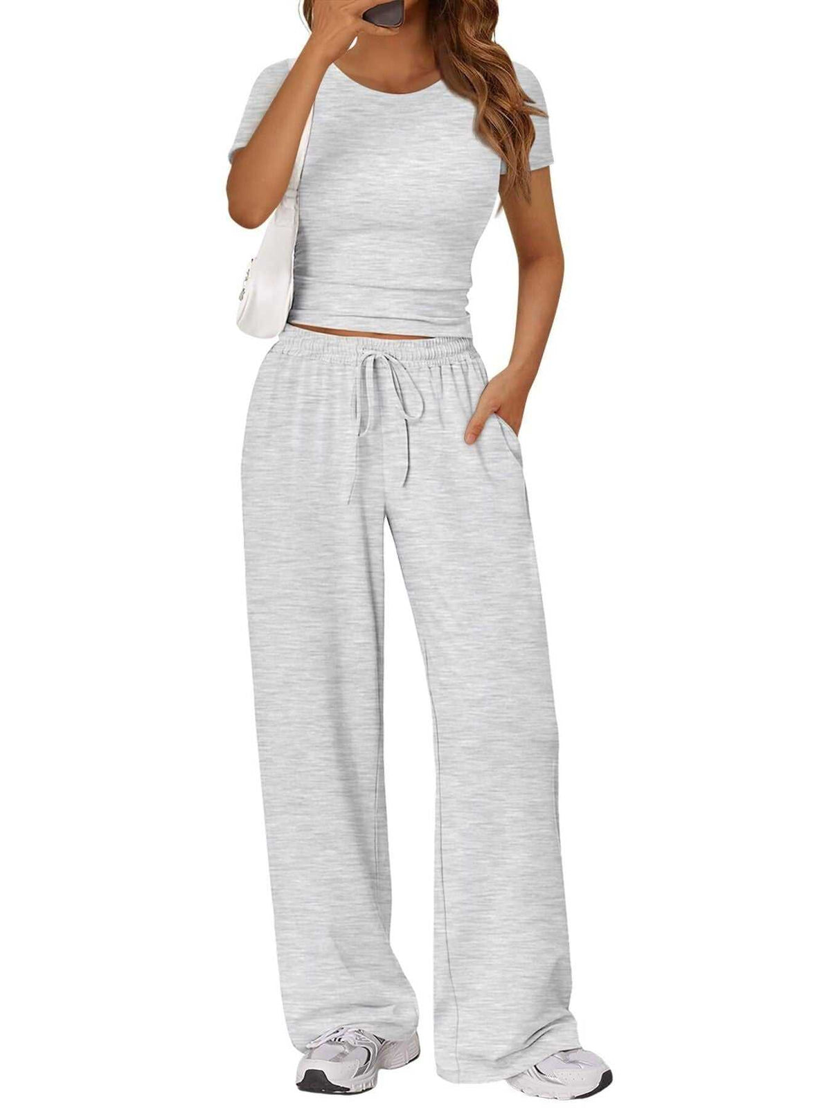 Round Neck Short Sleeve Tee and Pants Set 100100270766561 43 Affordable Fashion Under $100 Jerry's Apparel 