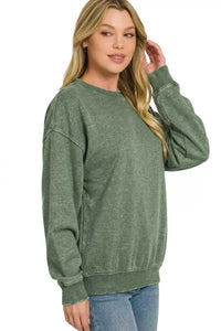 Fleece Acid Enzyme Washed Round Neck Sweatshirts 100100624001751 35 Jerry's Apparel 