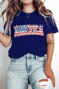 AMERICA Round Neck Relaxed T-Shirt 100100605928824 32 Affordable Fashion Under $100 Jerry's Apparel 