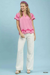 Umgee Embroidered Scallop Top 100100547541401 55 Affordable Fashion Under $100 Jerry's Apparel 