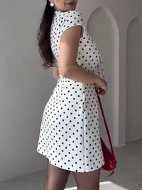 Full Size Polka Dot Tie-Neck Bodycon Mini Dress Plus Size 101001424400564 34 Gifts for Her Jerry's Apparel 