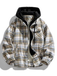 Men's Plus Size Drawstring Hooded Plaid Shirt Jacket 100400334024010 84 Affordable Fashion Under $100 Jerry's Apparel 