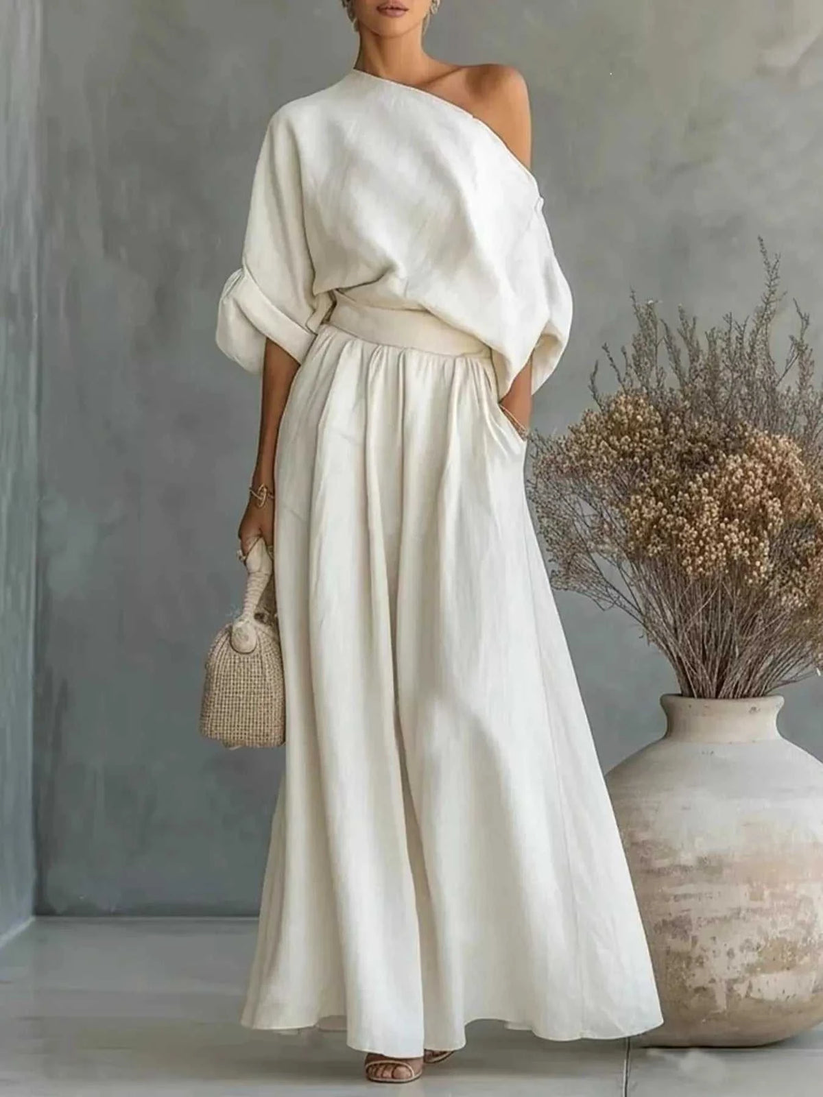 Full Size One Shoulder Top and Wide Leg Pants Set Plus Size 100100608957632 46 Affordable Fashion Under $100 Jerry's Apparel 