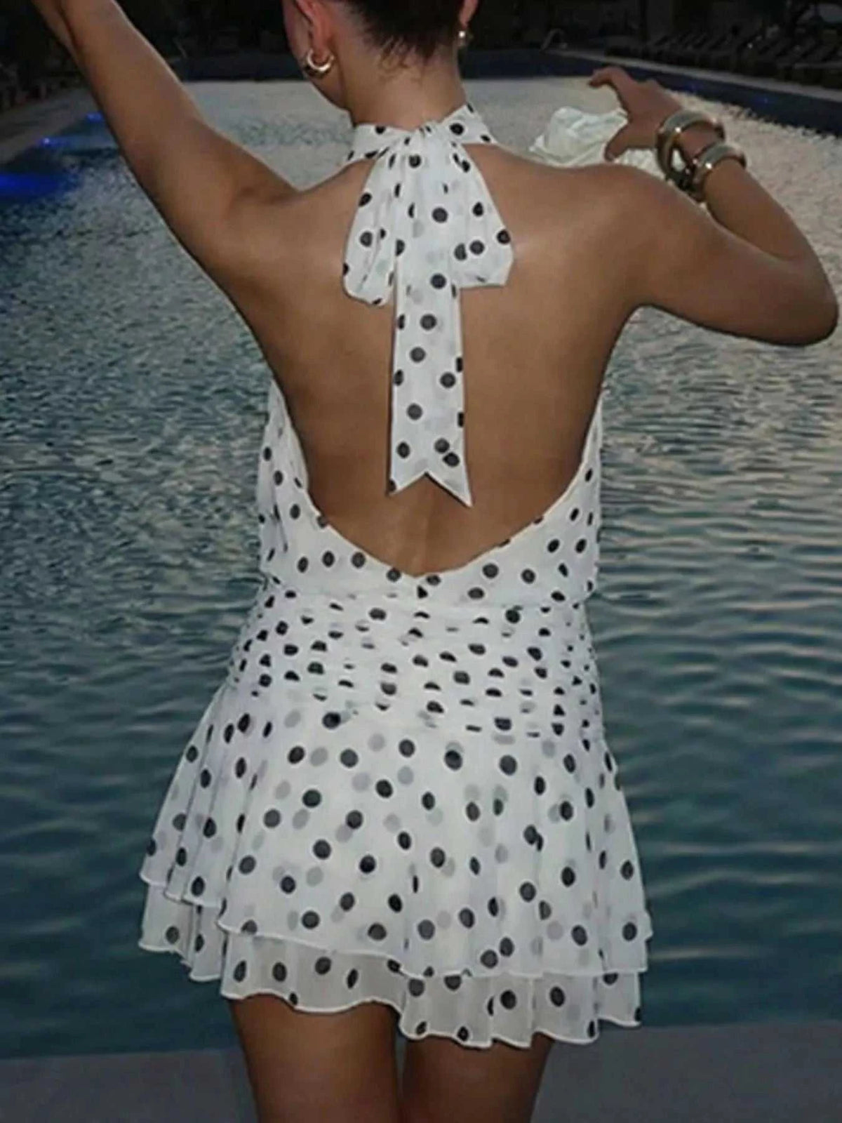 Polka Dot Halter Neck Ruffle Dress 100100761627730 51 Affordable Fashion Under $100 Jerry's Apparel 
