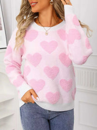 Valentine's Day Heart Pattern Round Neck Sweater 100100539364002 49 Affordable Fashion Under $100 Jerry's Apparel 