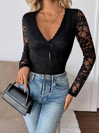 Long Sleeve Floral Lace Mesh Cropped Top 100100980970306 30 Affordable Fashion Under $100 Jerry's Apparel 