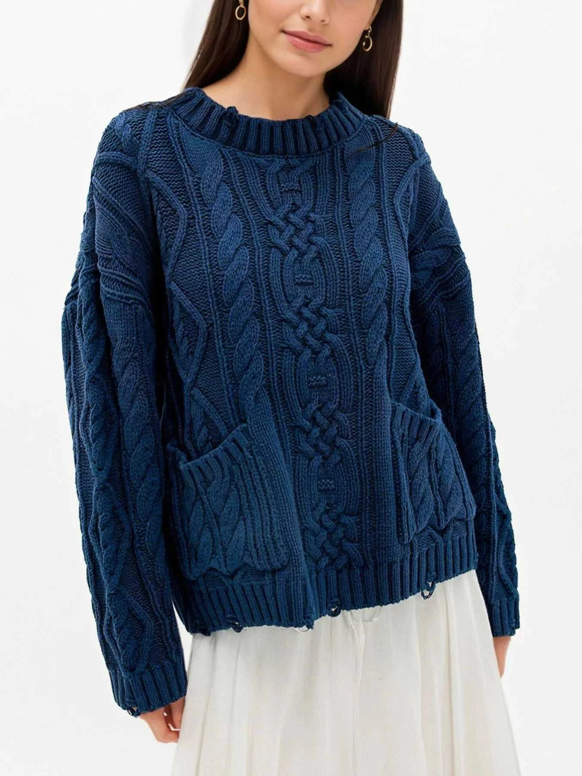 Cable-Knit Sweater with Front Pockets 100100995738984 52 Affordable Fashion Under $100 Jerry's Apparel 