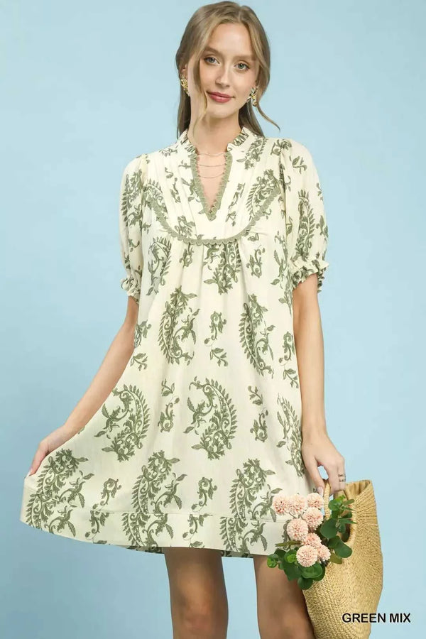 Umgee Mix Paisley Scallop Trim Dress 100100993391624 55 Affordable Fashion Under $100 Jerry's Apparel 