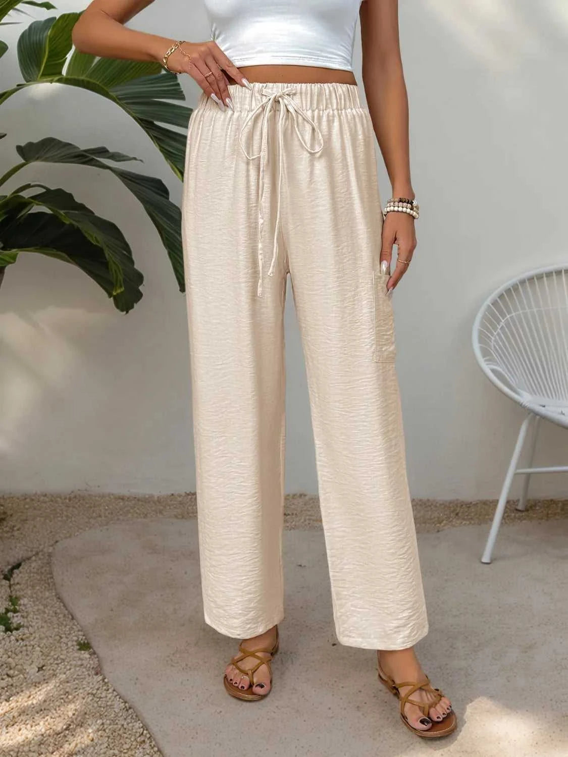 Drawstring Wide Leg Pants 100100095971494 28 Seasonal Fashion Collections Jerry's Apparel 