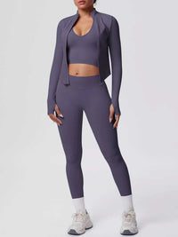 Tank & Zip-Up Jacket and Leggings Three-Piece Active Set 101006896695096 129 Comfortable Weekend Sets Jerry's Apparel 