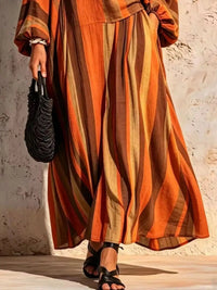 Bohemian Striped V-Neck Loose Top and Wide Leg Pants Set 101001499000333 56 Affordable Fashion Under $100 Jerry's Apparel 